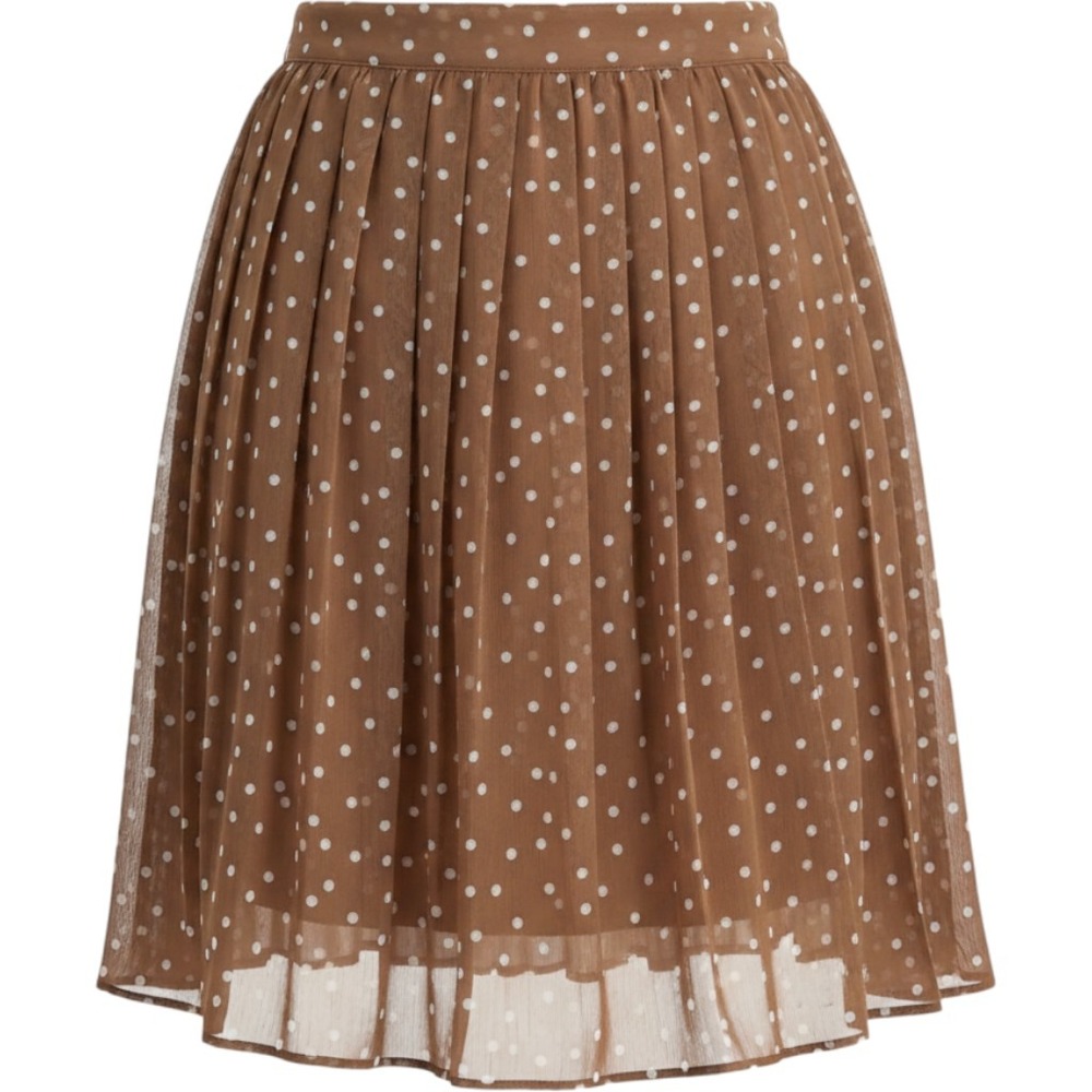Old Navy Womens Brown White Polka Dot Chiffon Mini Skirt Size M Elastic Back